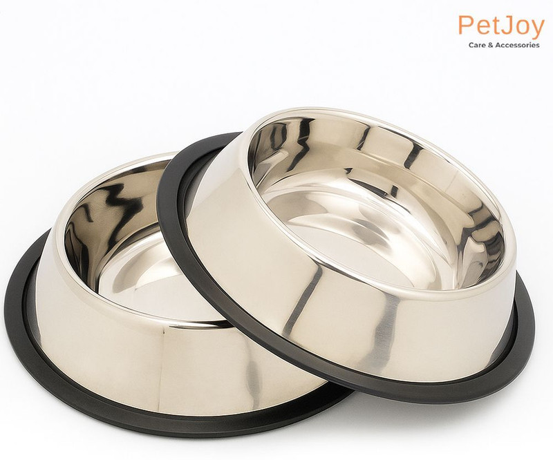 PetJoy Stainless Steel Pet Bowl (900ml,Silver Color), Large Size Pet/Dog Bowl Set of 2 Stainless Steel Pet Bowl(900 ml Steel)