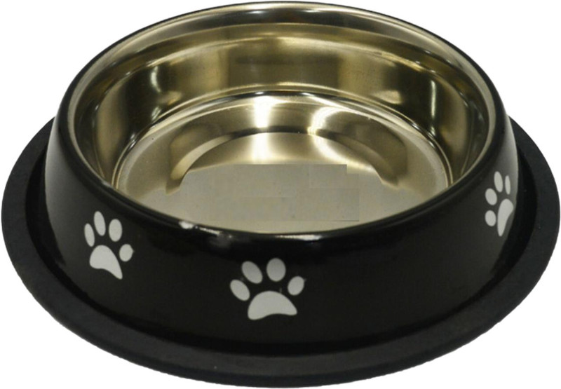 Emily Pets Non-Slip Stainless Steel Pet Bowls for Healthy and Safe Feeding Stainless Steel Pet Bowl(300 ml Black)