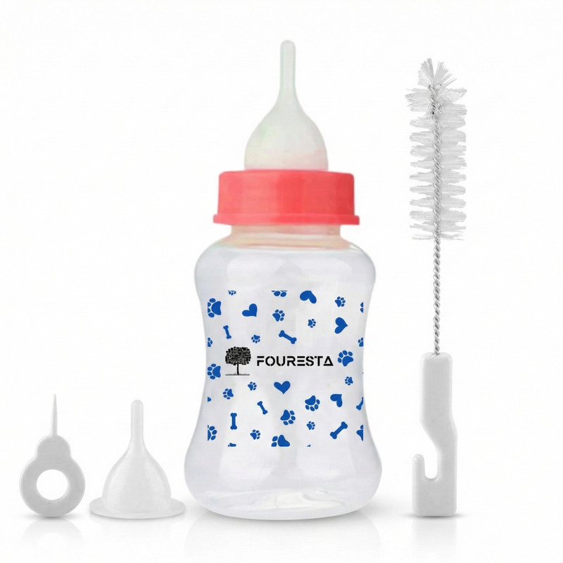 FOURESTA Puppies and Kittens Feeding Milk Bottle - Nursing Feeder Feeding Milk Bottle Plastic Pet Bottle(150 ml White)