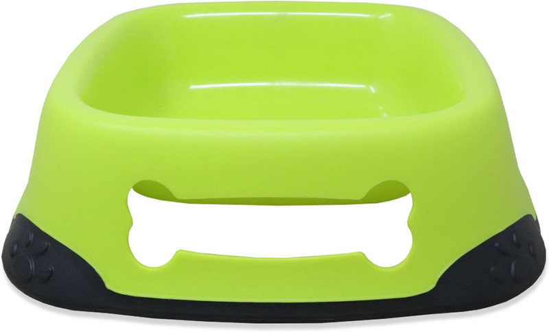 Plushmate Anti Skid Elegant Square Feeding Water Bowls for Dogs, Cats Plastic Pet Bowl(350 ml Green)