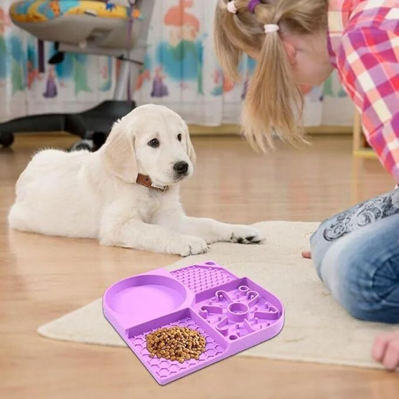 CYOU STORE Pet Licking Mat slow Feeder For Dog/Cat Silicone Pet Bowl(1 ml Multicolor)