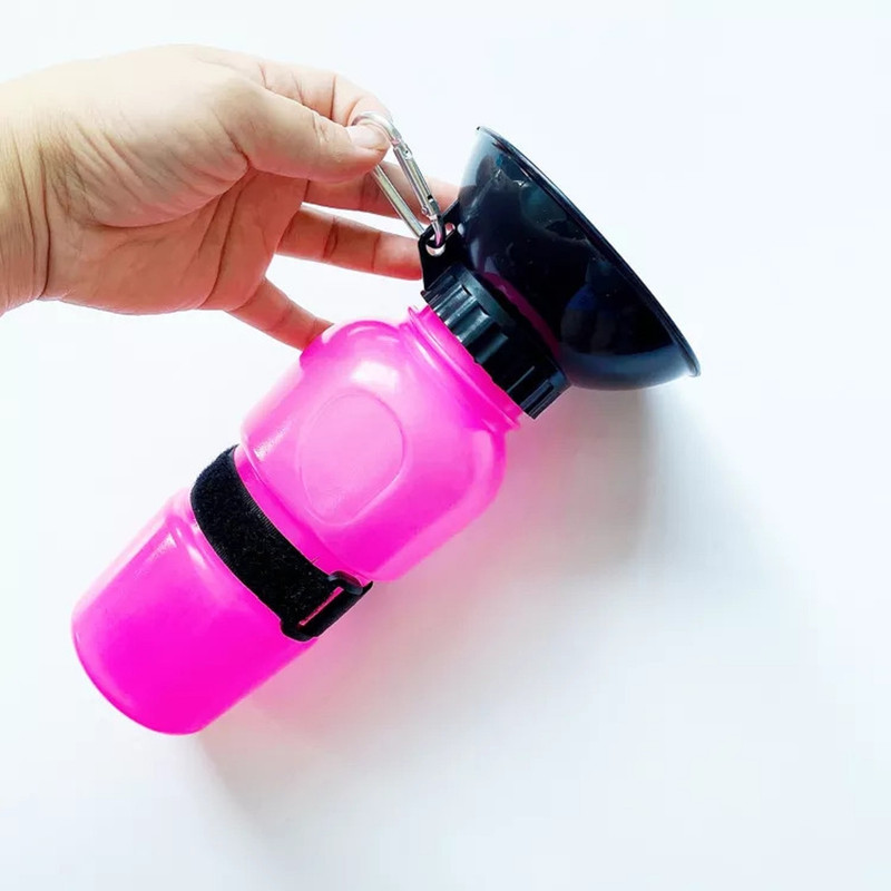 Q D PINK Dog Cat Outdoor Travel Portable Feeder Sipper water Bottle Water dispenser Plastic Pet Bowl & Bottle(550 ml Pink)