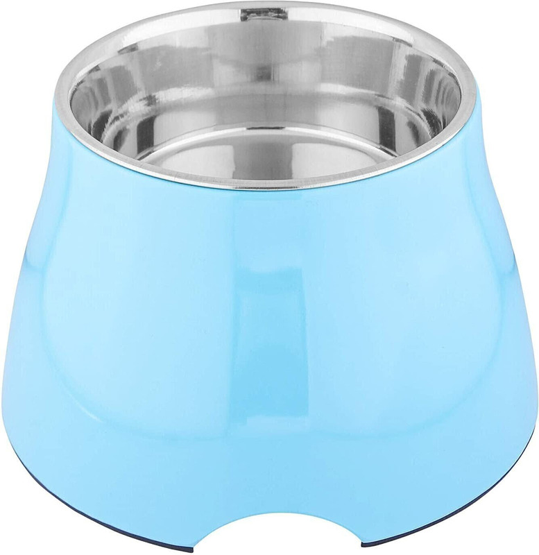 Animax Anti Skid Stainless Steel Dog Food Bowl Round Stainless Steel, Melamine Pet Bowl(520 ml Blue)