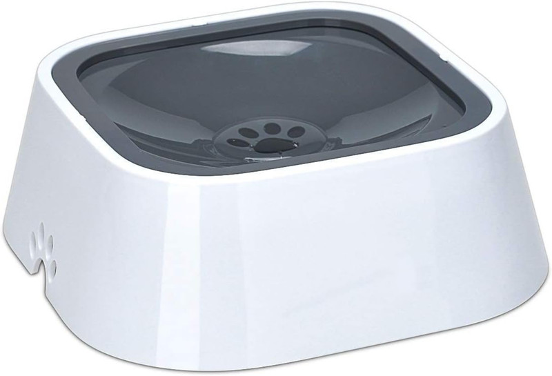 PetVogue Dog No-spill Water Bowl | Slow water feeder for dogs / cats Polypropylene Pet Bowl(1.5 L White, Grey)