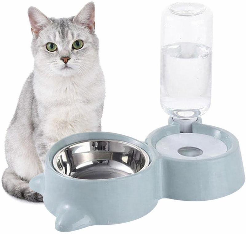 Conziv Automatic Pet Bowl Gravity Water Bottle for Fresh Water Supply for Cats and Dogs Plastic Pet Bowl & Bottle(500 ml Blue)