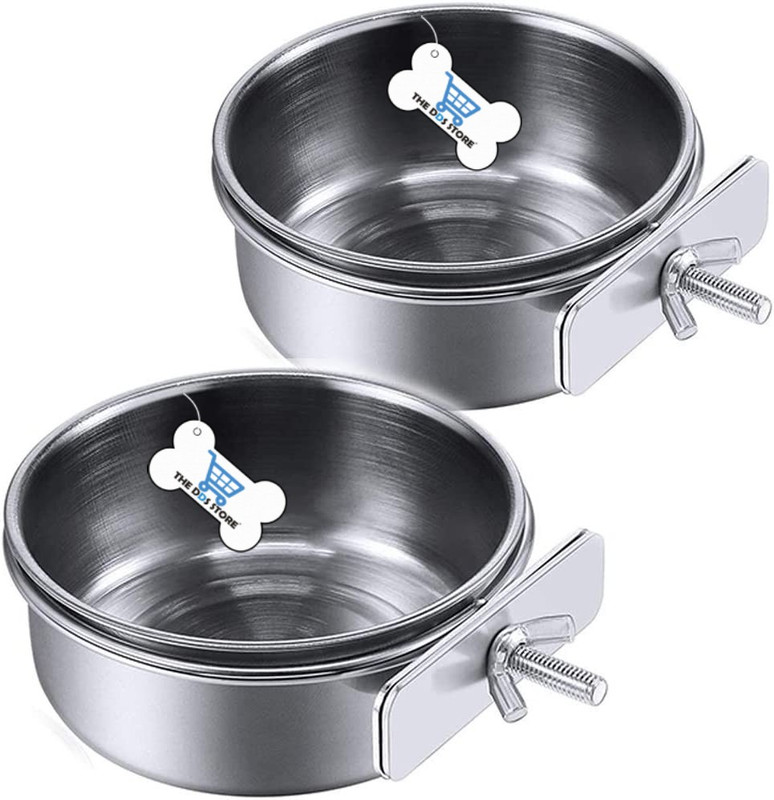 THE DDS STORE 2PCS Bird Feeding Dish Cups, Stainless Steel Bowl Coop Cup, Bird Cage Water Bowl Stainless Steel Pet Bowl(300 ml Silver)