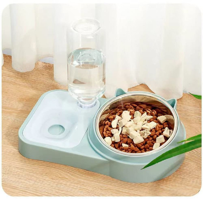 Maharaj Mall Double Dog Cat Bowls Water Plastic Pet Bowl & Bottle(500 ml Blue)