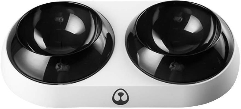 Bark Bliss Slanted Durable Dog Bowl Anti-slip Silicone Pads Water Food Pet Bowl With Stand Plastic Pet Bowl(400 ml White)