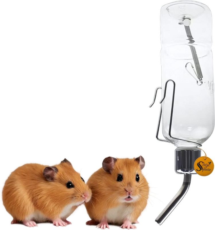 Sage Square Hamster Transparent Water Bottle – Leak-Proof, BPA-Free, Stainless Steel Nozzle Plastic Pet Bottle(350 ml Multicolor)