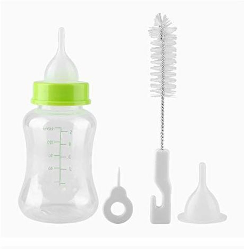 THE DDS STORE Pet Nursing Feeding Bottle with Cleaning Brush Replacement Nipple Opener Plastic Pet Bottle(150 ml Multicolor)