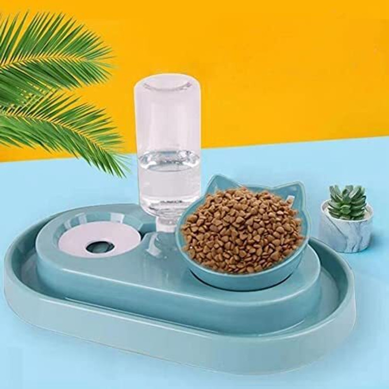 Maharaj Mall 2 in 1 Safe Non-Toxic Tasteless Automatic Water Dispenser Pet Feeder for Puppy Plastic Pet Bowl & Bottle(500 ml Grey)