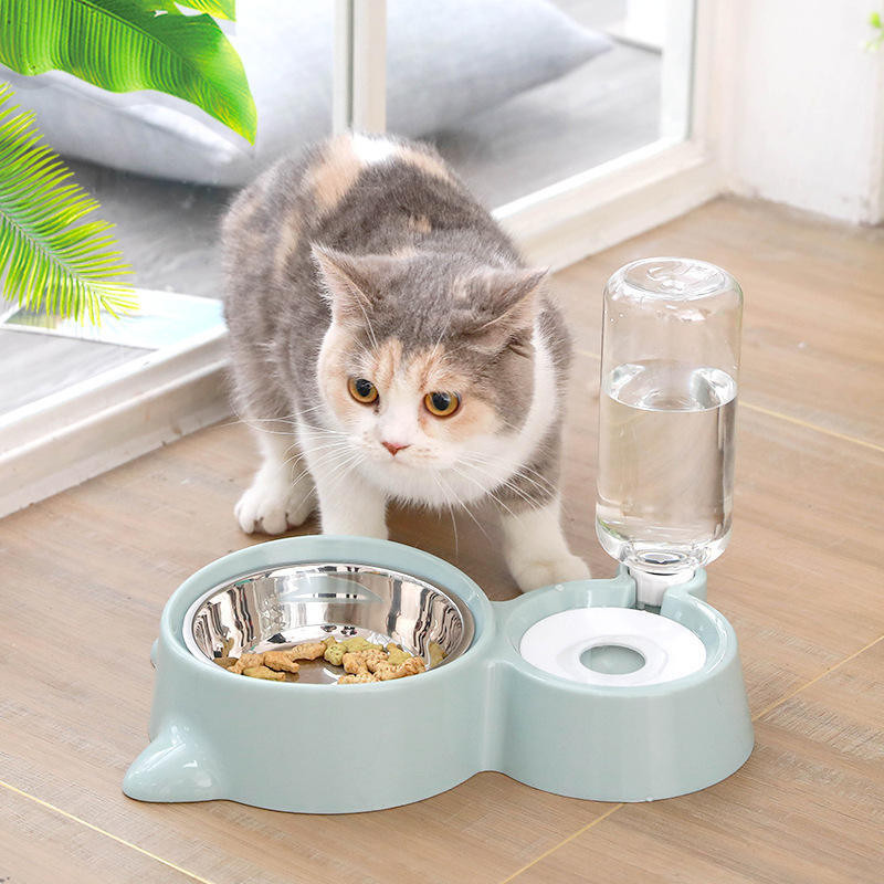 Maharaj Mall Sky-Touch Pet Food Dish Bowl And Auto Gravity Pet Water Dispenser For Puppies Plastic Pet Bowl & Bottle(500 ml Grey)