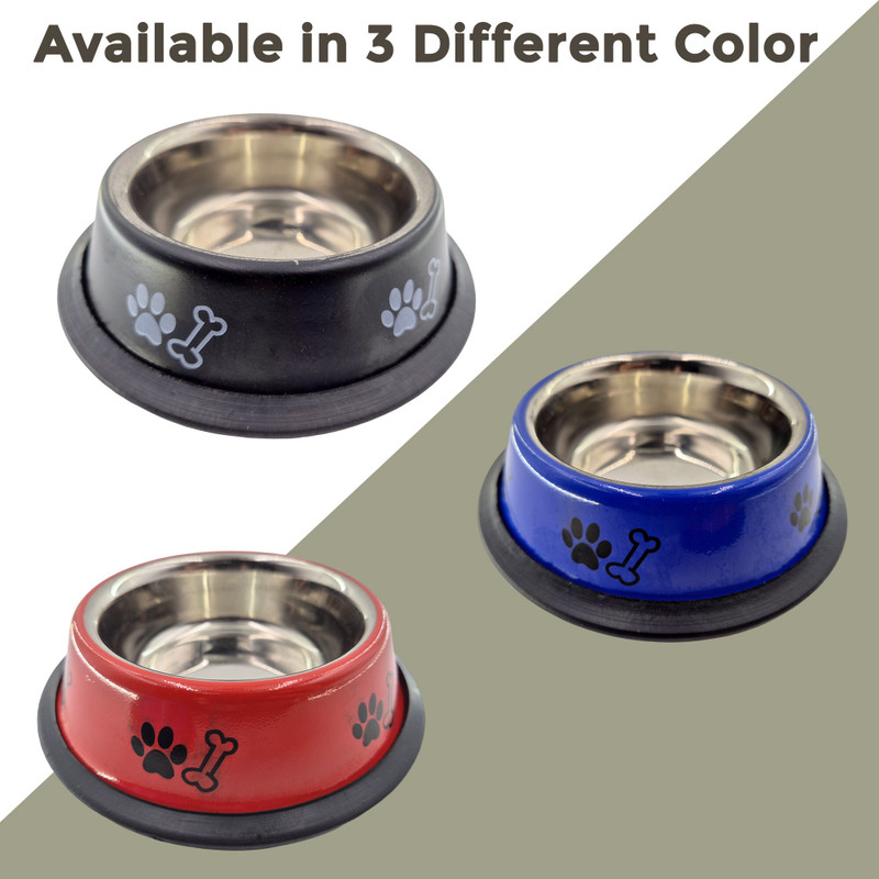 SHOPET Shopet Premium Printed Dog Cat Feeding Bowl | Anti-Slip Pet Food Dish Stainless Steel Pet Bowl(900 ml Red)