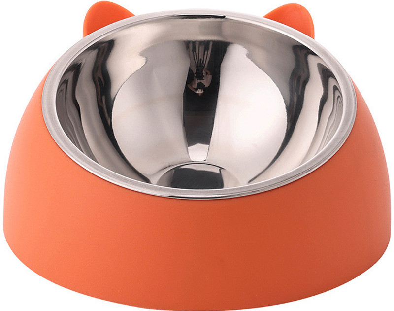 COSKIRA Pet Dog Cat Bowl Feeding Drinking Plastic Steel Dish Feeder Puppy Small Medium Plastic, Stainless Steel Pet Bowl(300 ml Multicolor)