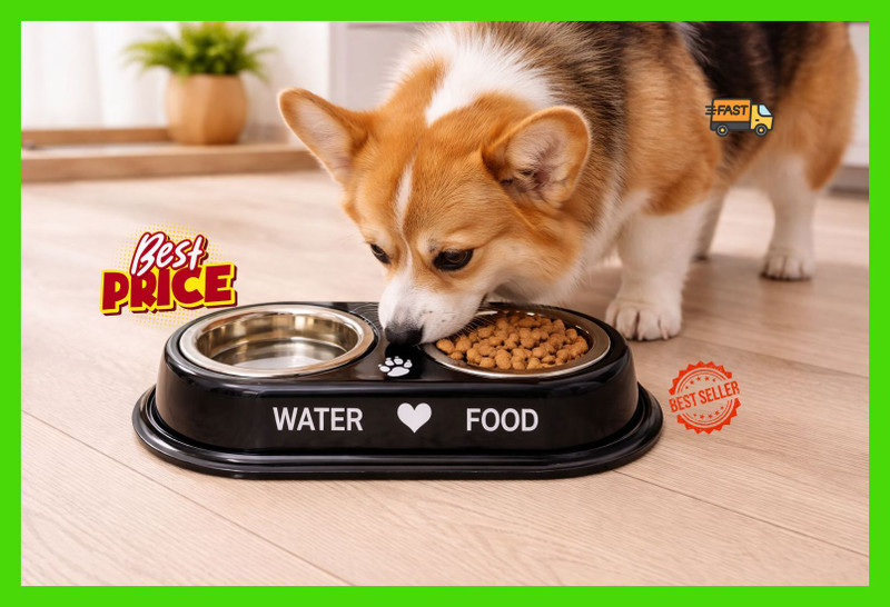 Bloomenterpris DOUBLE DINNER 400 ML BLACK Pet Bowl Mat