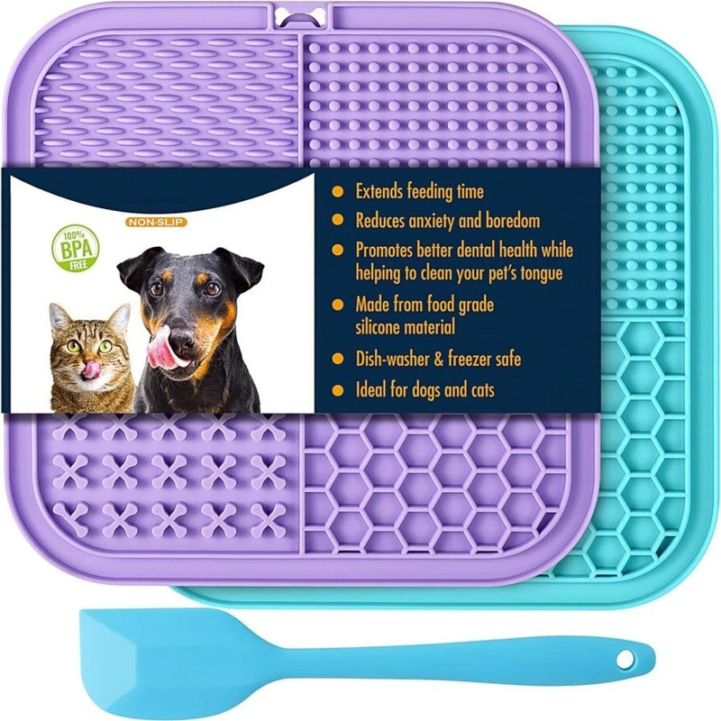 PET FUN Dog Lick Mat with Suction Cups – Slow Feeder Pad for Pet Anxiety Relief Pet Bowl Mat