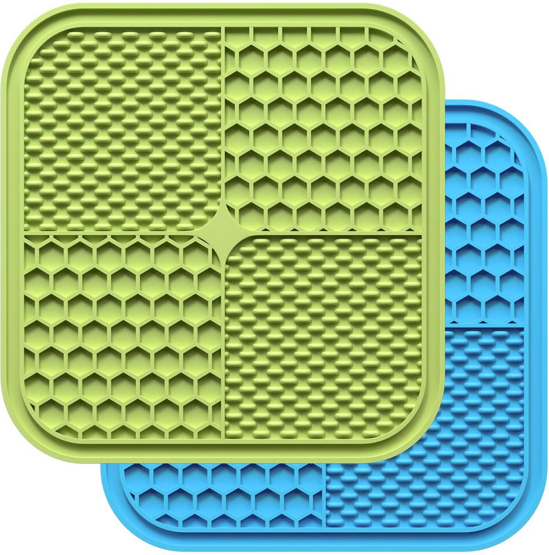 GIVGOP STORE 2-Pack Dog Lick Mat 8.5×8.5 Inches Upgraded Suction Cup Slow Feeder Pad for Dogs Pet Bowl Mat