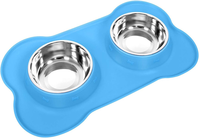 JEMICA Silicone, Stainless Steel Pet Bowl(Dog Cat Bowls Stainless Steel Double Dog Food and Water Bowls ml Multicolor)