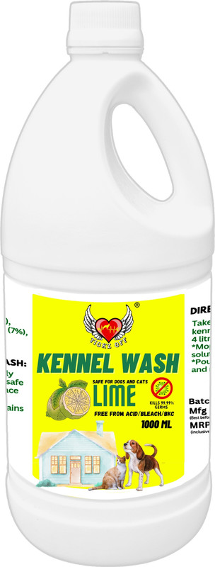 Tickz Off Kennel wash Pet Area Freshener Odour Remover Urine Free Odour - Lime Pet Cage Cleaner(1000 ml)