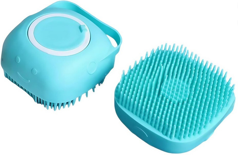 NRKTOO 2-in-1 Pet Bath & Grooming Brush for Dogs & Cats – Soft Silicone Pet Cage Cleaner(1 ml)