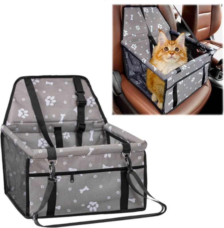 KRAPTICK Pet Carrier Car Seat , Portable Car Seat Basket for Dogs Safe (MFP839) Grey Basket Pet Carrier(Suitable For Dog)