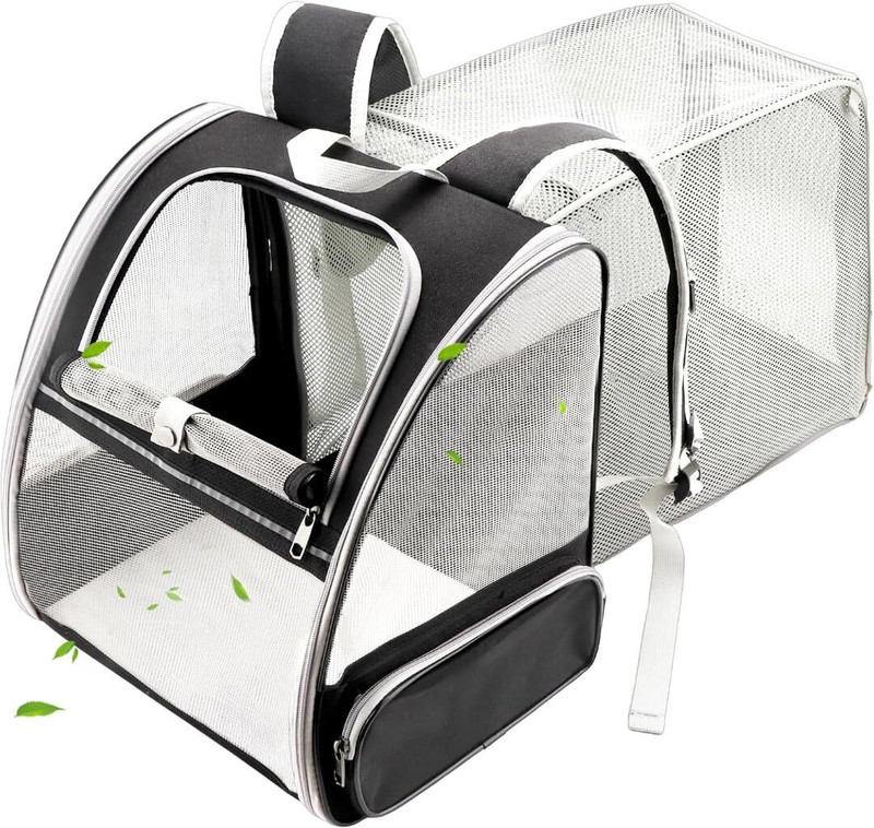 Cawypety Breathable Cat Carrier Large Space Bubble Pet Backpack For Kitty Small Dog White, Black Backpack Pet Carrier(Suitable For Cat, Dog)