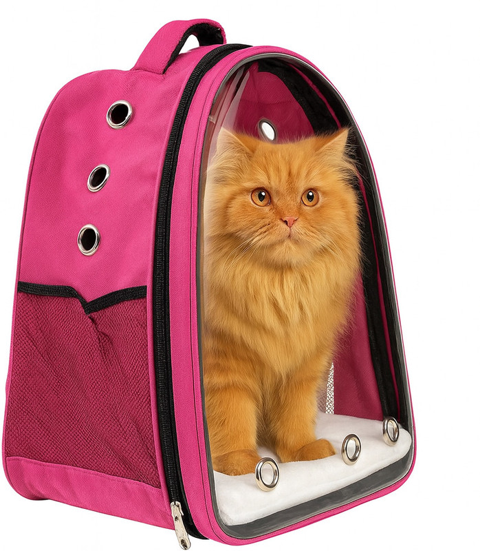 Trendy Bay Breathable Astronaut Cat Backpack - Clear Window Pet Carrier for Small Dogs PINK Backpack Pet Carrier(Suitable For Cat)