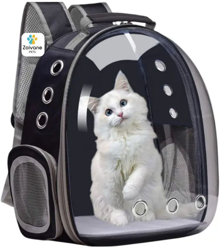 Tailworld Transparent Pet Carrier with Vent Holes & Breathable Mesh, for Travel & Hiking Black Backpack Pet Carrier(Suitable For Cat)