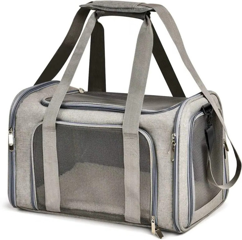 PT4CT Small Dog Carrier Pet Carrier Bag for Small Cats Dogs Puppies up to 5Kg GREY, BLACK Airline Pet Carrier(Suitable For Dog, Cat)