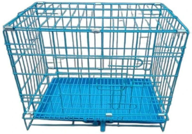 petcare Metal Pet Cage Double Door with Folding cage for Large Size Dogs and Adults Blue Pet Crate(Suitable For Dog, Cat, Bird, Monkey, Rabbit, Mouse)