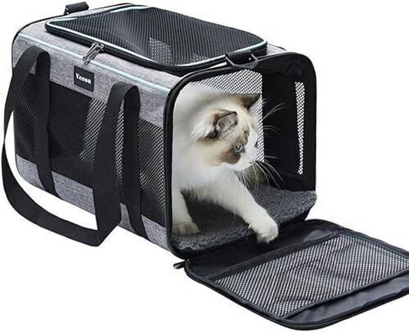 YYWOP 4U Puppies Pet Soft-Sided Mesh Pet Travel Carrier for Hiking, Outdoor Activities GREY Bike Pet Carrier(Suitable For Dog, Cat, Mouse)