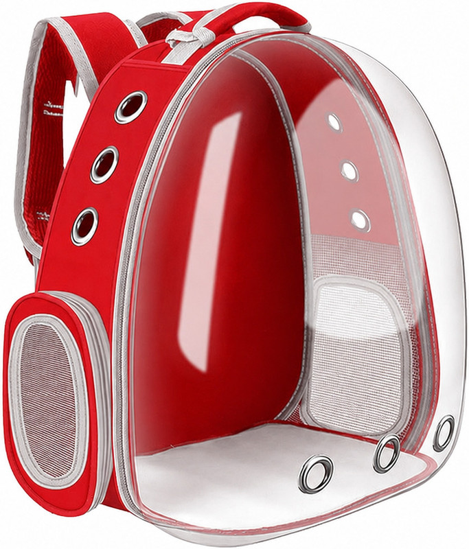 PETSHOPPY Transparent Pet Carrier Backpack Travel & Hiking Bag for Dogs & Cats Red Backpack Pet Carrier(Suitable For Cat, Dog)