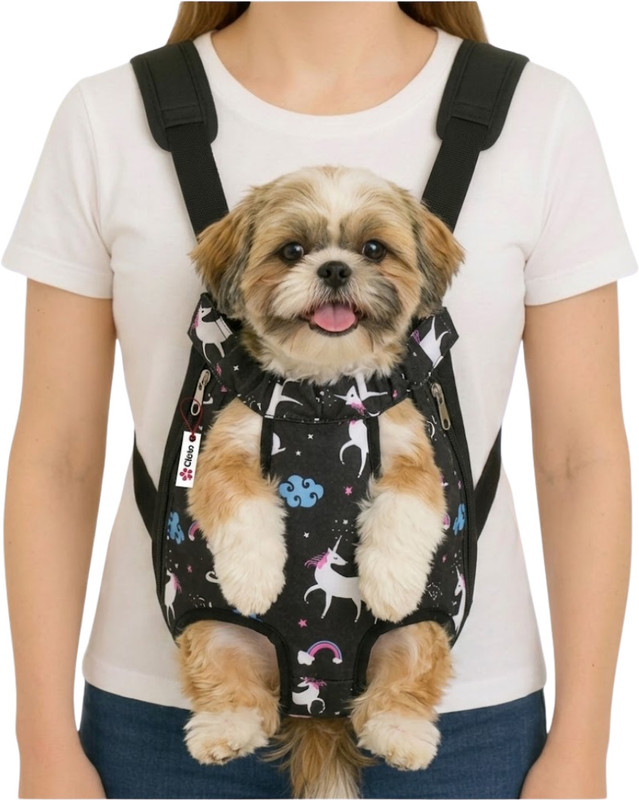 GLAZU Pet Carrier Backpack with Adjustable Straps (Black Printed) Black Backpack Pet Carrier(Suitable For Dog, Cat)