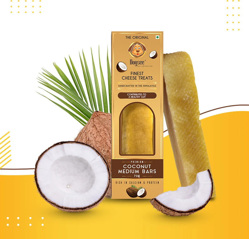 Dogsee Chew Single Coconut Bar|100% Natural Himalayan Vegetarian Yak Chew| Chew Sticks-70g Coconut Dog Chew(70 g, Pack of 1)