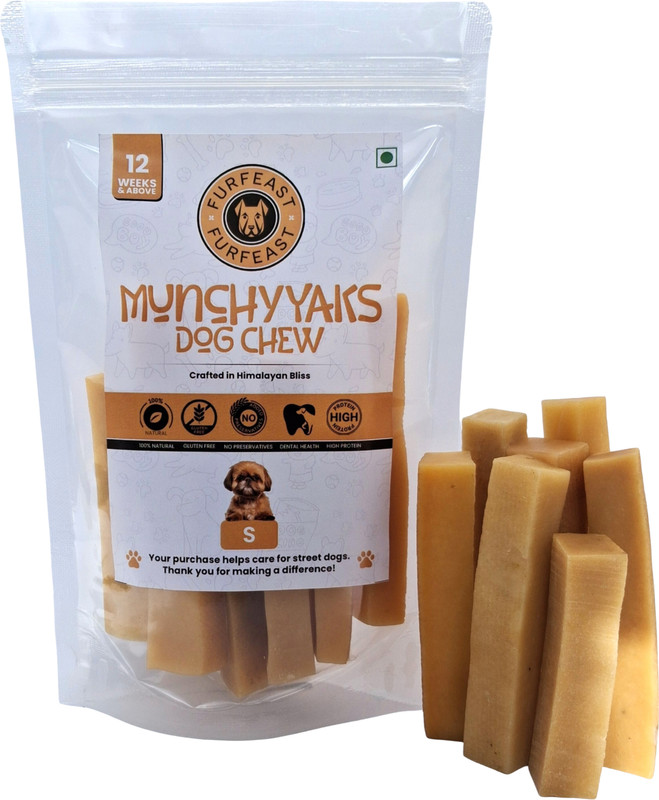 Furfeast MunchyYaks Dog Chew Large Bar| 100% Natural Himalayan Yak Chew Vegetarian Cheese Dog Chew(120 g, Pack of 1)