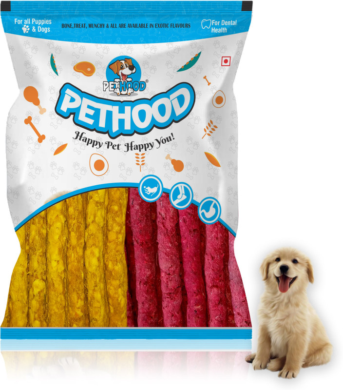 PET HOOD Dog Chew Sticks 1.3kg Combo Chicken & Mutton 650g Each Healthy Pet Snack Treat Chicken, Mutton Dog Chew(1.3 kg, Pack of 1)