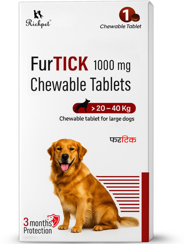 Richpet FurTICK Tick & Flea Chewable Tablets for Dogs (10–20kg) 3-Month Parasite Control Dog Chew(30 g, Pack of 1)