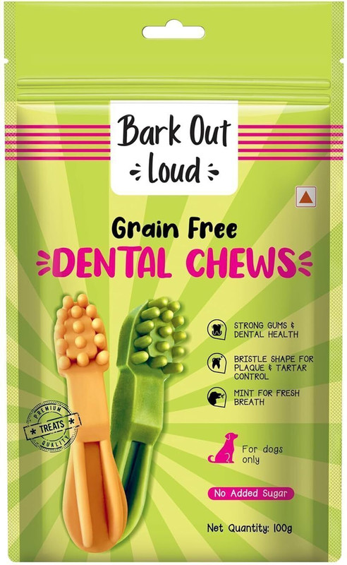 BARK OUT LOUD Dental Treat, Brush Shape Dog Chews (100 gm)|Removes Plaque/Tartar | Fresh Smell Chicken Dog Chew(0.1 kg, Pack of 1)