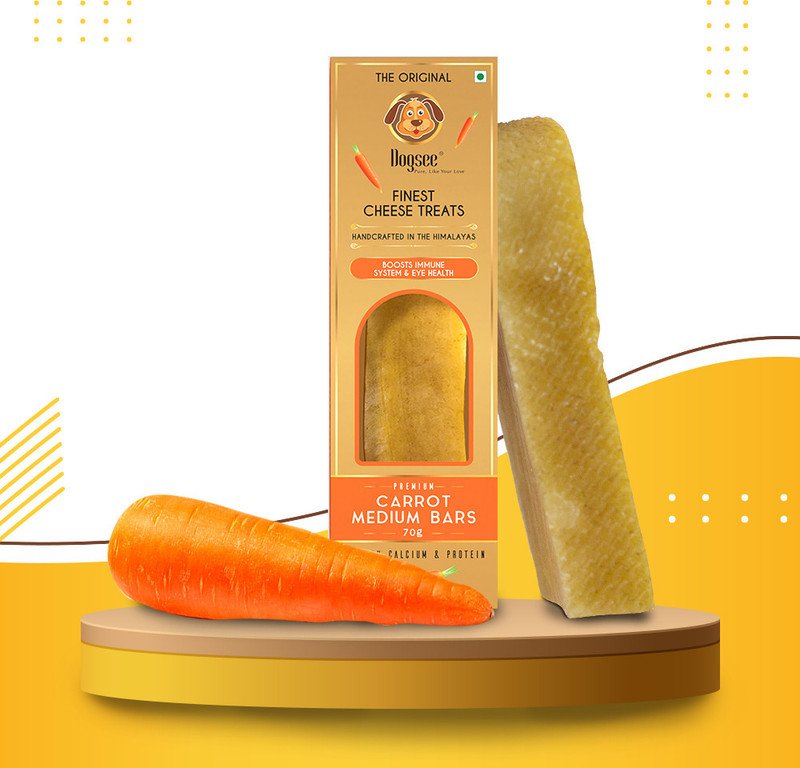 Dogsee Chew Single Carrot Bar|100% Natural Himalayan Vegetarian Yak Chew| Chew Sticks-70g Vegetable Dog Chew(70 g, Pack of 1)