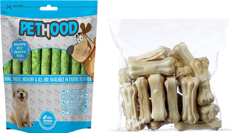 PET HOOD Combo Dog Chew Bone 3 inch 500g + Mint Stick 500gm, 1Kg, Stick for Dogs Spinach, Mint, Vegetable Dog Chew(1 kg, Pack of 2)