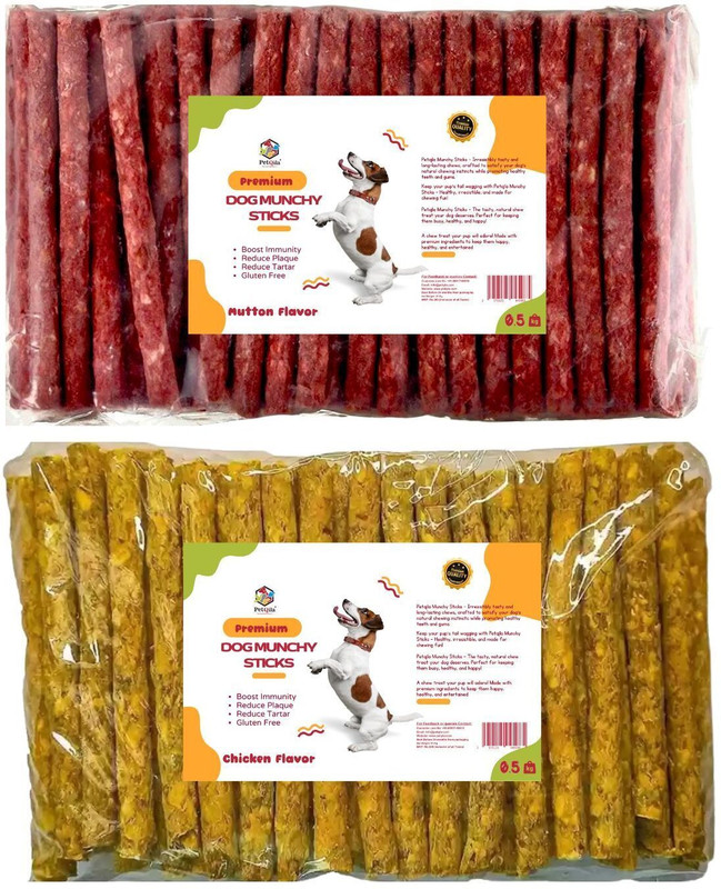 PetQila Dog Munchy Sticks | Bigger Savings – Combo Pack | 500g + 500g Mutton, Chicken Dog Chew(1000 g, Pack of 2)