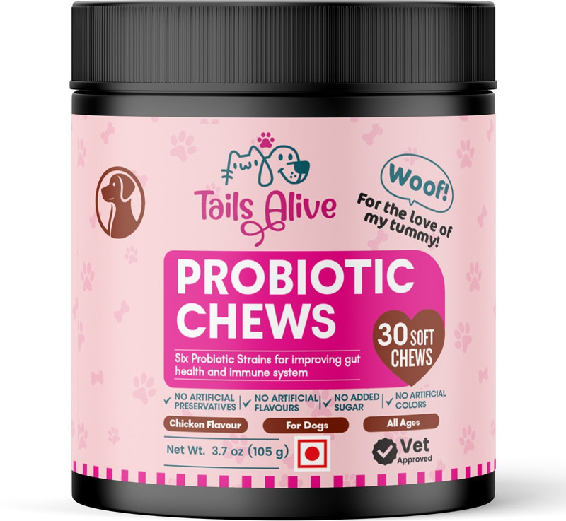 TailsAlive Probiotic Soft Chews Supplements for Dogs | 30 Soft Chews Chicken Dog Chew(105 g, Pack of 1)