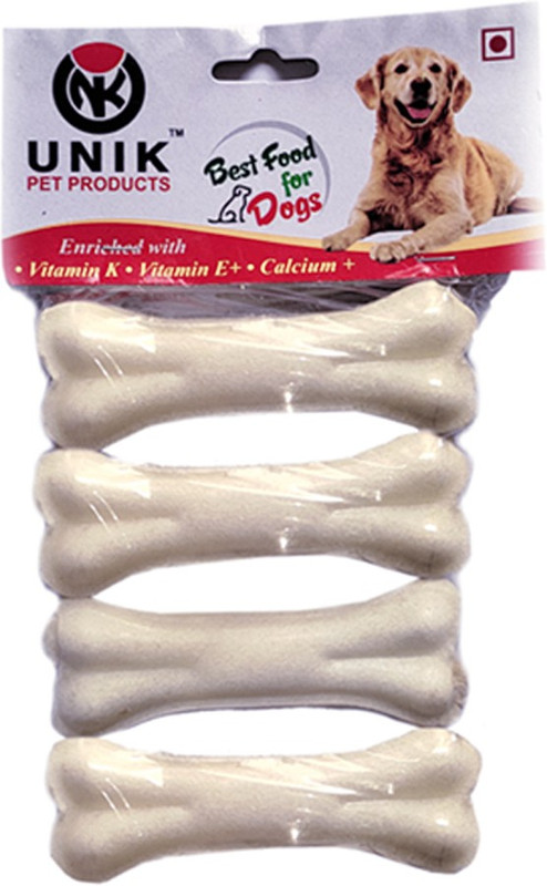 Unik Rawhide Calcium Pressed Bones 4 Inch_ 4 Piece, Export Quality Beef Dog Chew(260 g, Pack of 1)