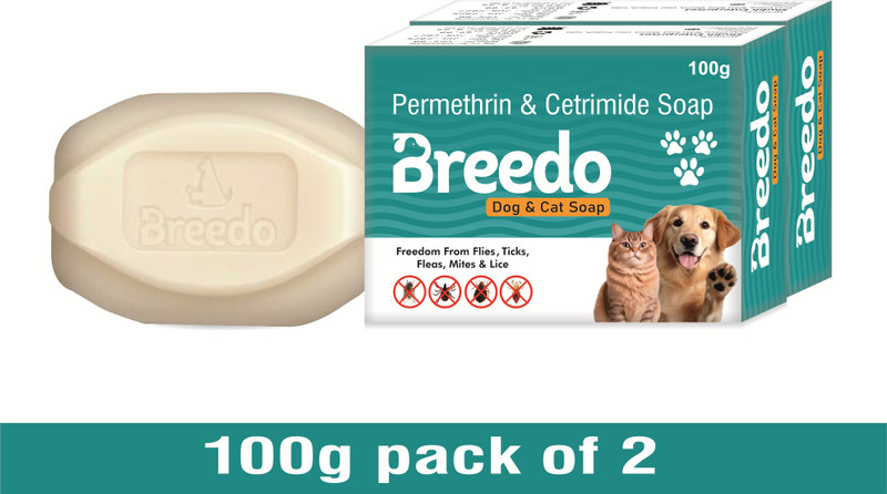Breedo Fresh Bath & Deep Cleanser Dog Soap(Pack of 2)|Freedom from Ticks & Fleas(100gm) 200 ml Pet Coat Cleanser(Suitable For Dog, Cat)