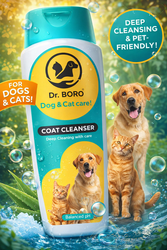 DR. Boro Pet Coat Cleanser Shampoo I Routine Bathing & Skin Hygiene I Controls Dandruff 200 ml Pet Coat Cleanser(Suitable For Cat, Dog)
