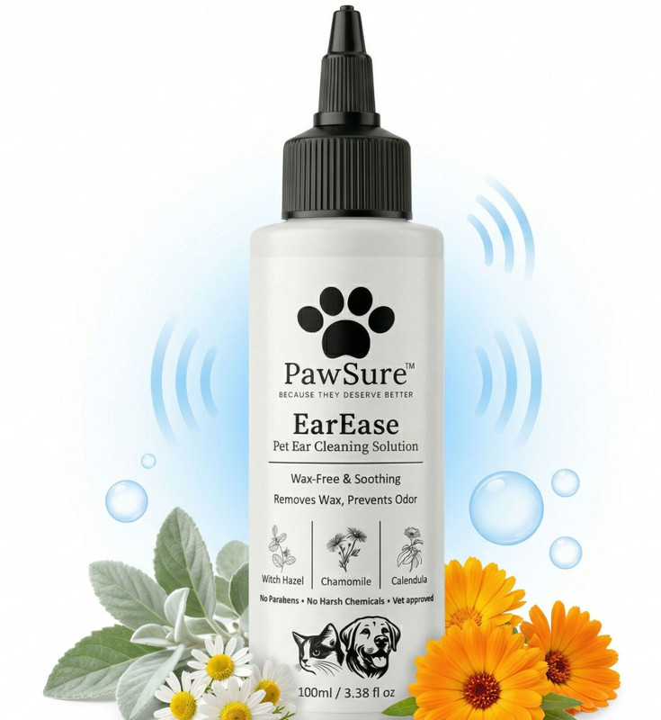 PawSure EarEase Pet Ear Cleaning Solution | Helps Remove Dirt & Wax Build-Up | Herbal | 100 ml Pet Ear Cleanser(Suitable For Dog, Cat)