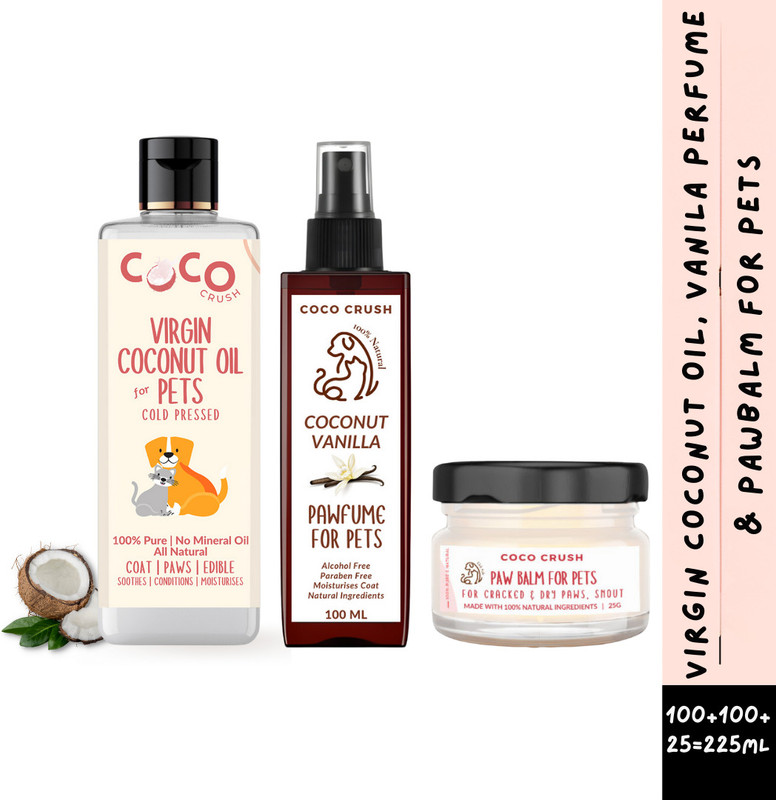 COCO CRUSH 100% Natural Pet Care Combo– Perfume & Coconut Oil for Cats, Dogs (200ml+100ml)) 300 ml Pet Coat Cleanser(Suitable For Cat, Dog, Rabbit)