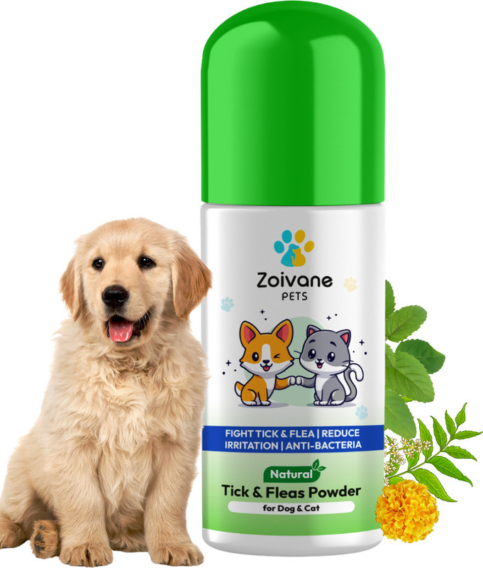 Zoivane Ticks & Fleas Powder with Neem Leaves | Anti tick powder for dog cat 150 ml Pet Coat Cleanser(Suitable For Cat, Dog, Chipmunk, Squirrel, Rabbit)