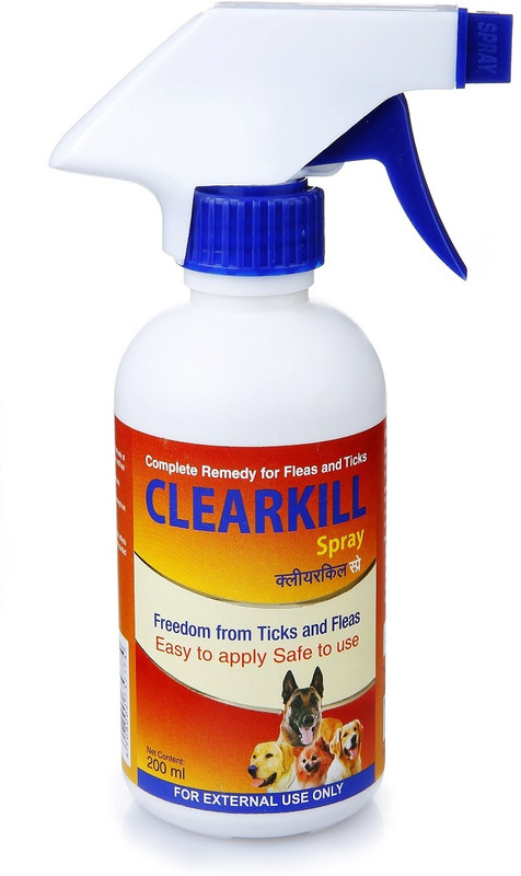 ClearKill Fleas And Ticks Spray For Dog And Cats 200 ml Pet Coat Cleanser(Suitable For Dog, Cat)