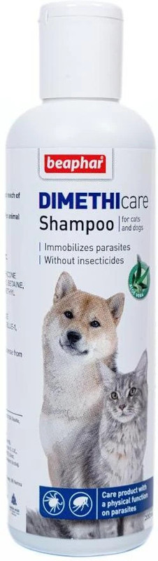 Beaphar DIMETHIcare Shampoo for Dogs & Cats | Ticks, Fleas & Biting Lice Control Shampoo 200 ml Pet Coat Cleanser(Suitable For Cat, Dog)